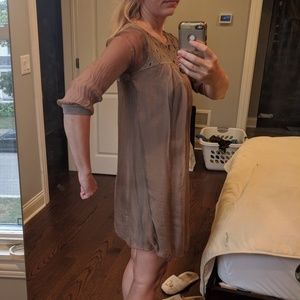 H Trend silk dress, size xs, taupe.  Made in italy